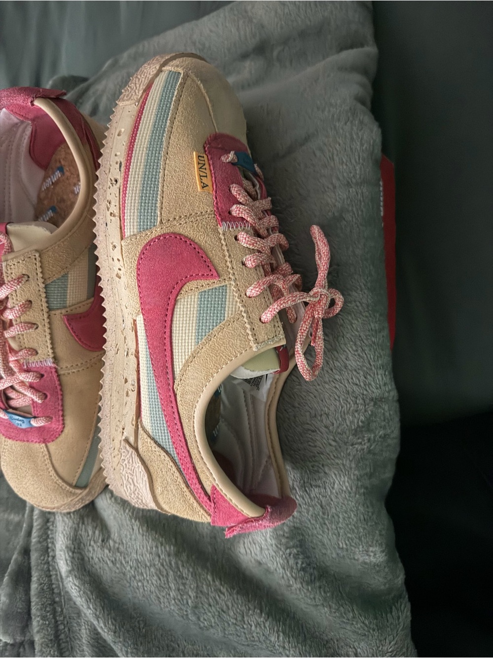 Nike Pink and Cream Suede Retro Runner Sneakers